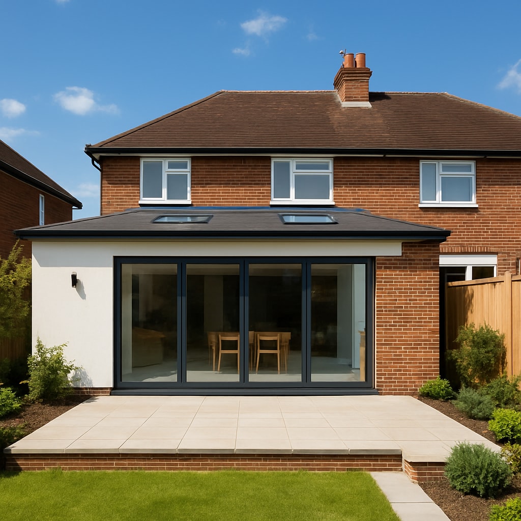Modern glazed rear extension after completion